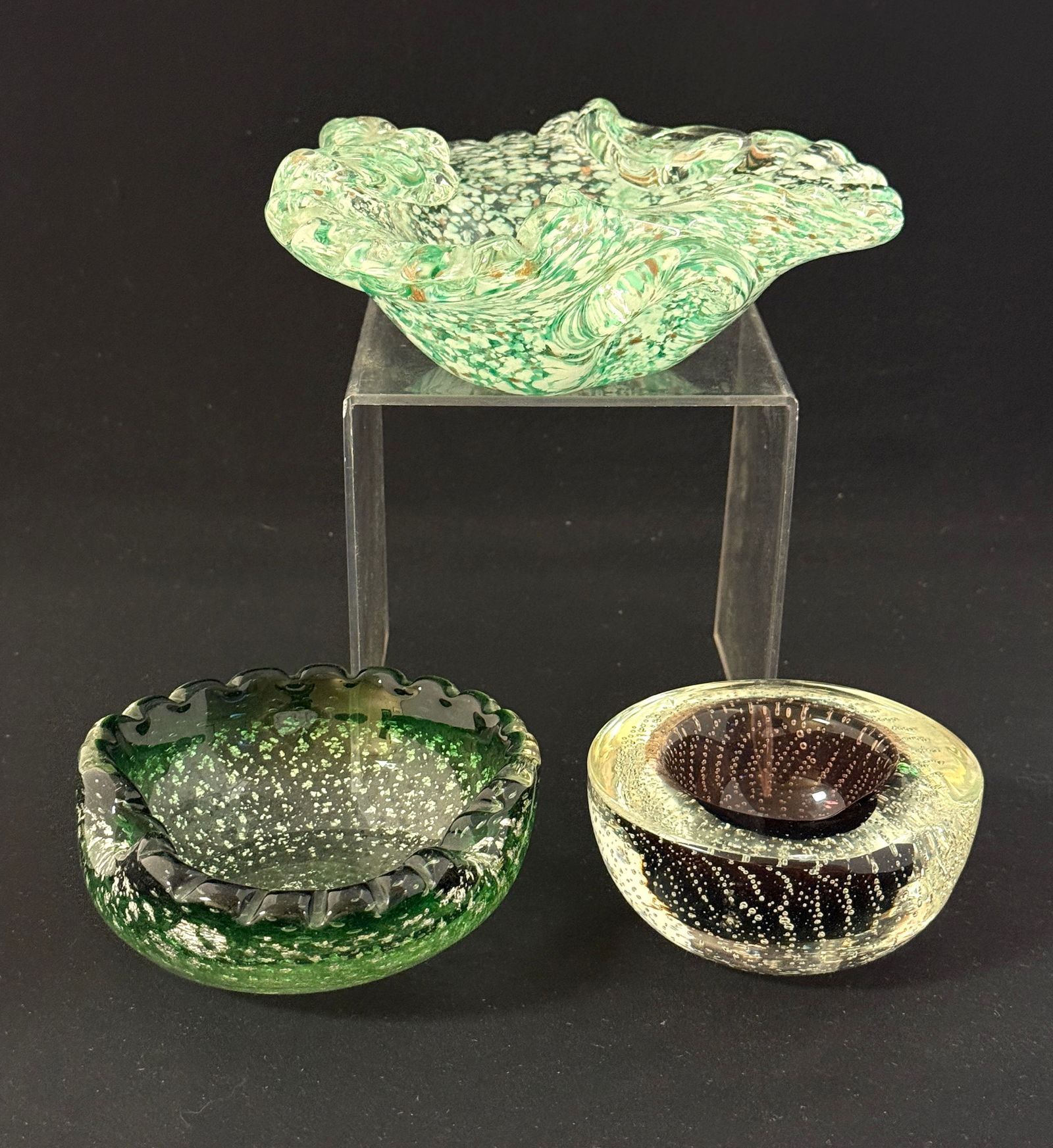 3 Murano Aventurine Dishes (1 of 4)