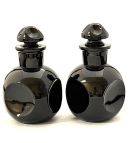 2 Black Art Glass Perfume Bottles