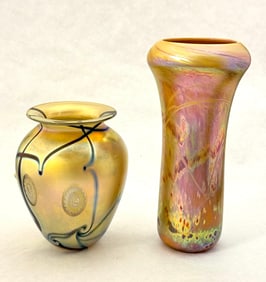 2 Contemporary Art Glass Vases