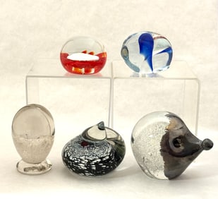 Group of 5 paperweights