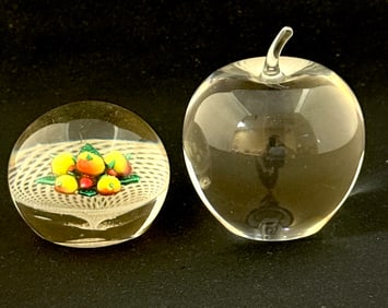 2 Art Glass Paperweights