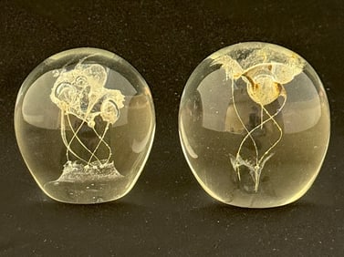 2 Jolley Art Glass Paperweights