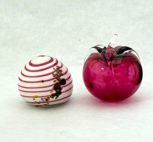 2 Art Glass Paperweights