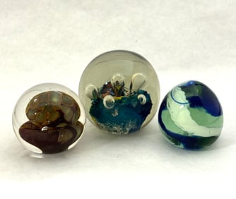 3 Art Glass Paperweights