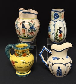 4 Quimper Pitchers