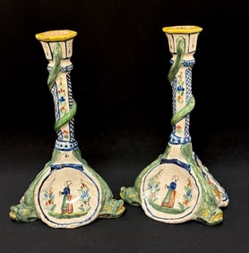 Pair of HR Quimper Candlesticks