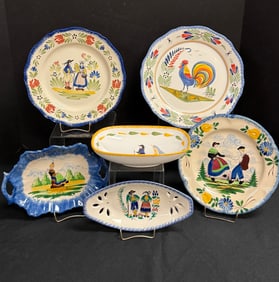 6 Assorted French Faience Items