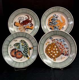 4 Mathurin Meheut Sea Life Plates