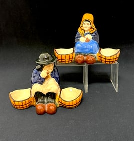 2 Paul Fouillen Figural Double Salt