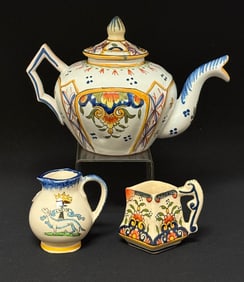 3 Assorted French Faience Items
