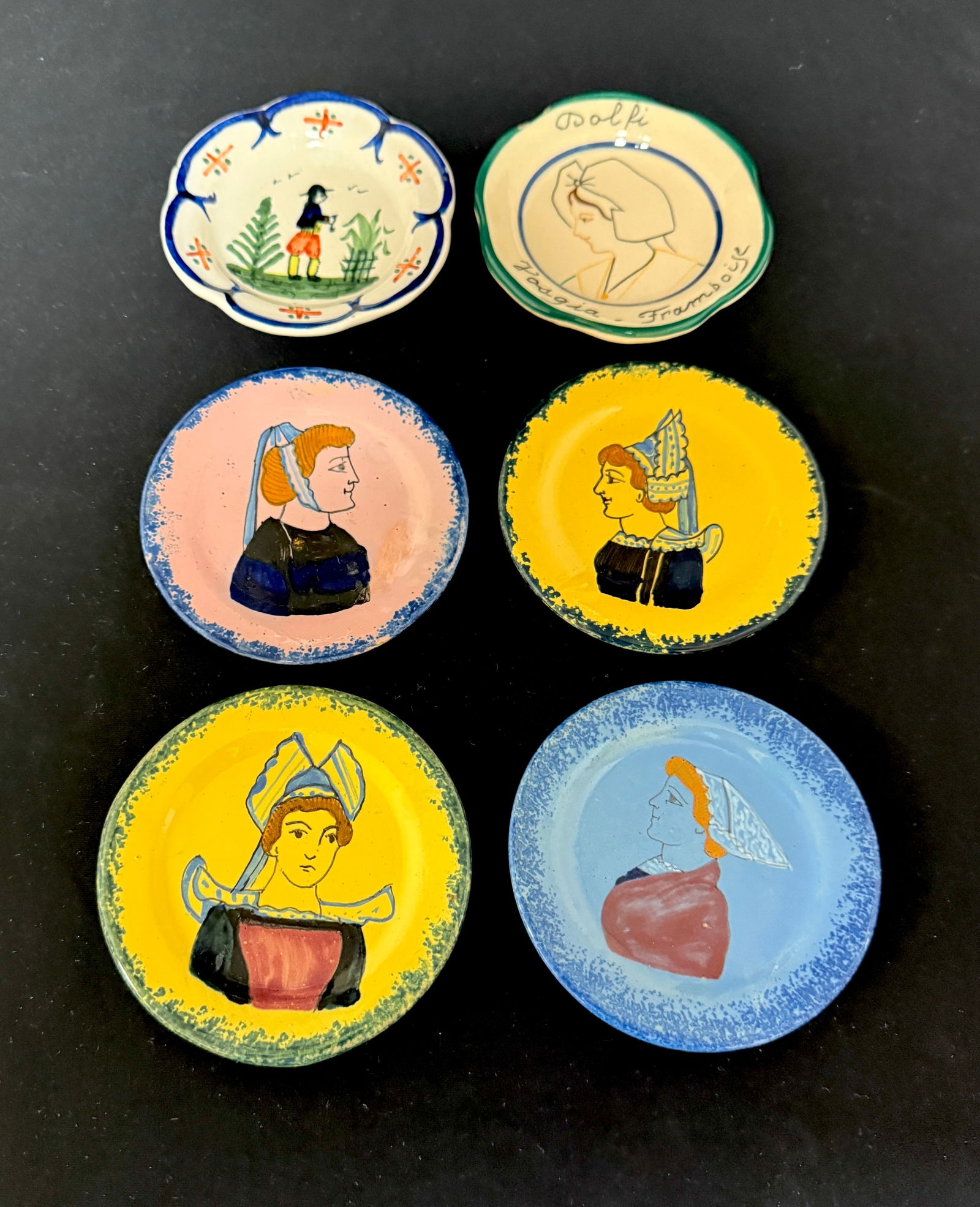 6 Quimper Butter Pats (1 of 2)