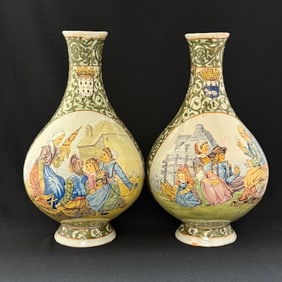 Pair of Large Porquier Beau Vases