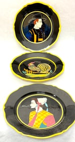 3 HenRiot Quimper Plates