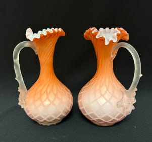 Pair of MOP Glass Ewers