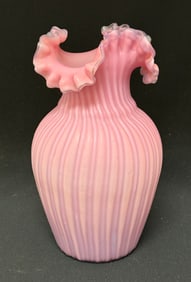 Pink Cut Velvet Satin Glass Vase