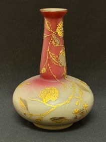Decorated Satin Glass Vase