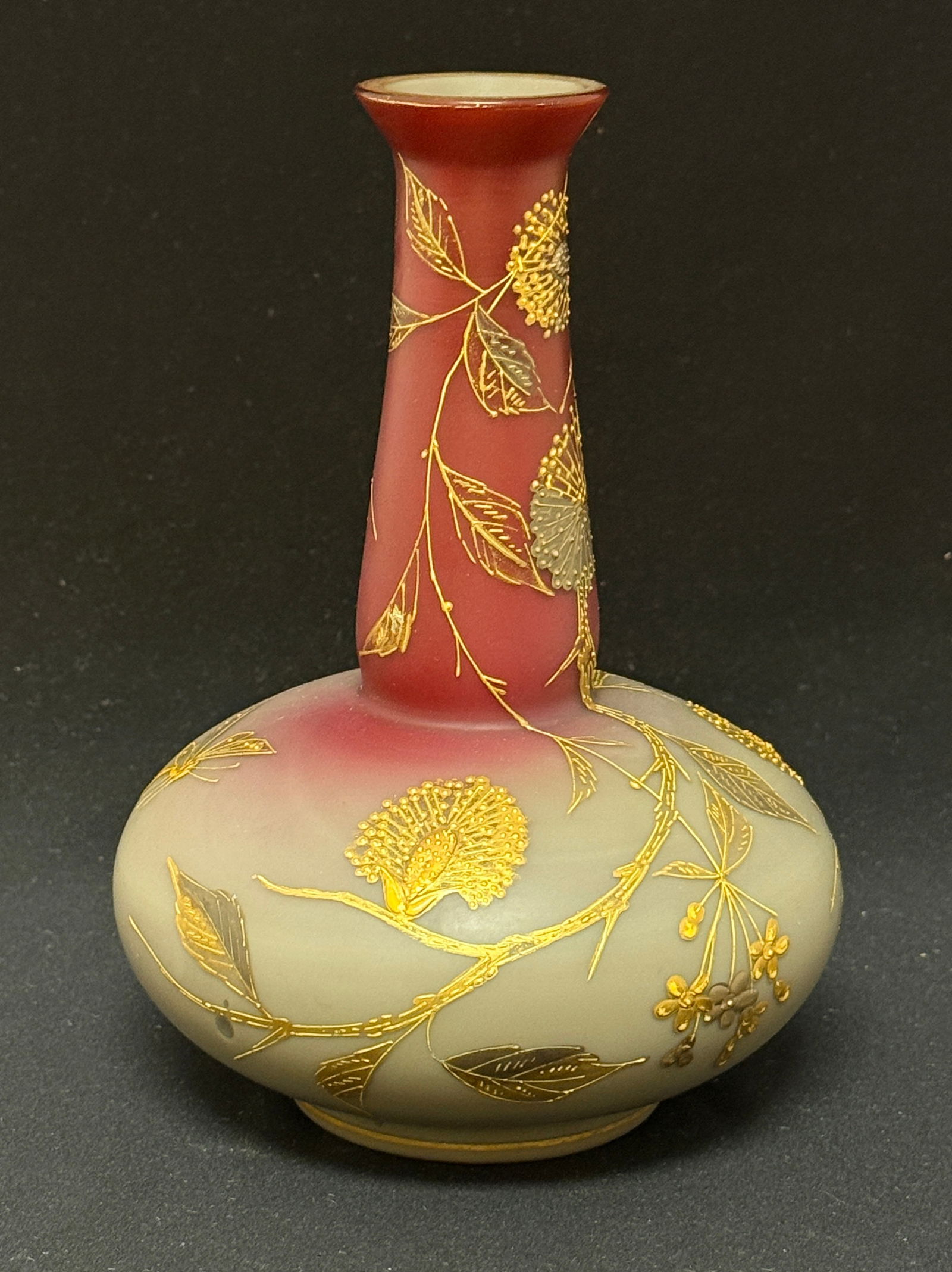 Decorated Satin Glass Vase (1 of 3)