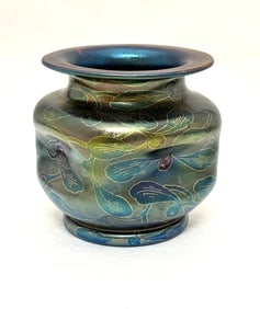 Loetz Etched Ink Vase