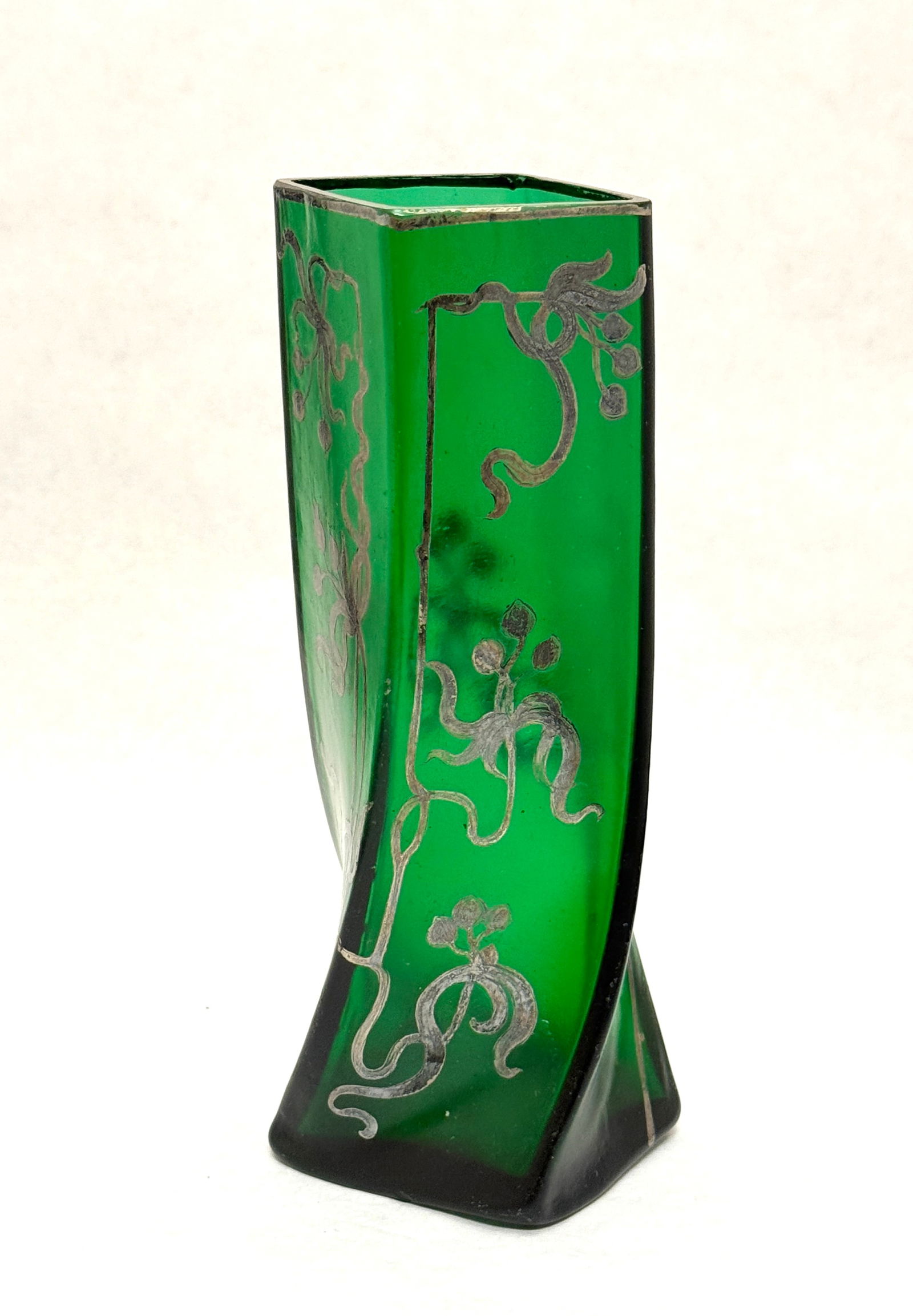 Loetz Green Silver Overlay Vase (1 of 4)