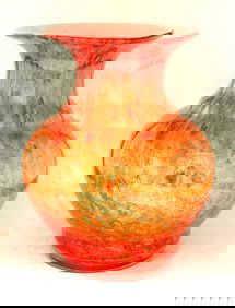 French Orange Mottled Vase