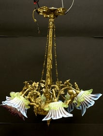 Bronze and Glass Chandelier