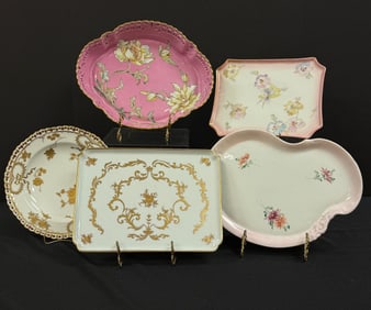 5 Limoges and Pairpoint trays