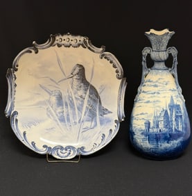 Two Blue Porcelain Items