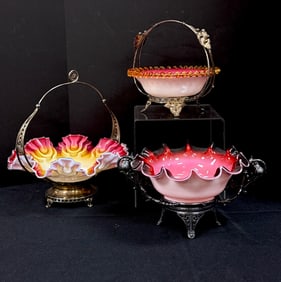 3 Victorian Bride's Baskets