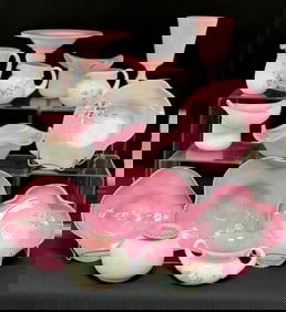 14 Mid-century Peach Blow Items