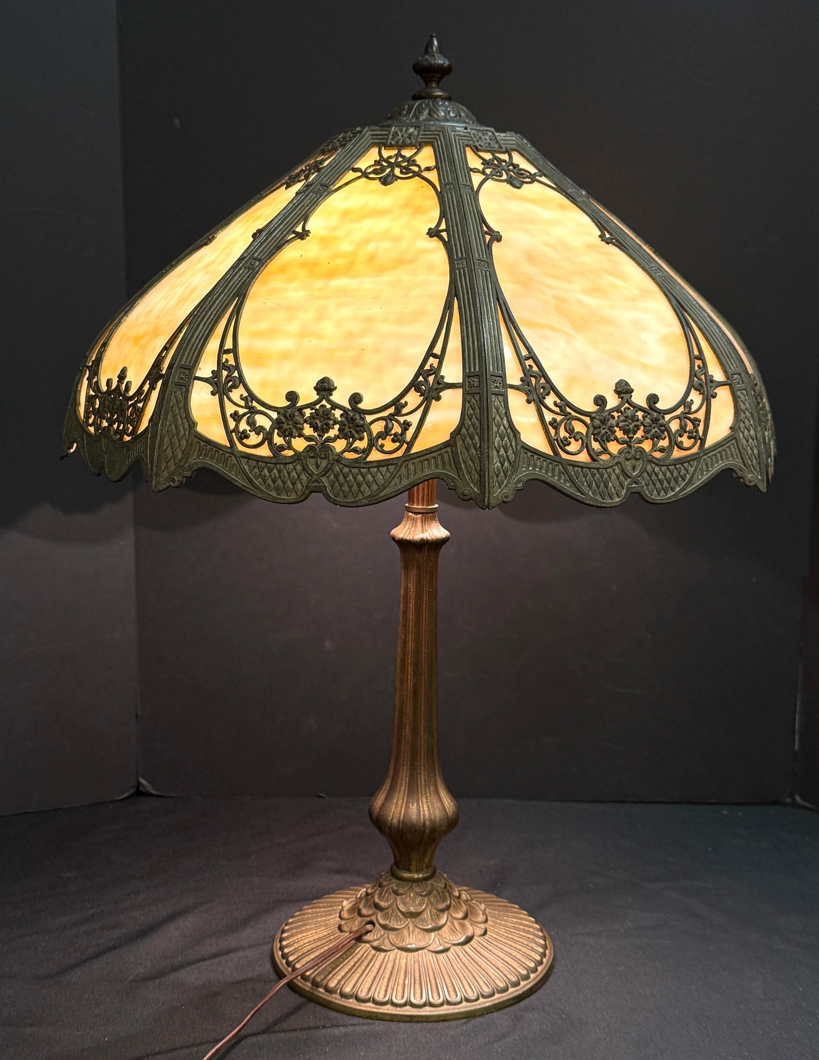 Bent Metal Slag Glass Lamp (1 of 3)