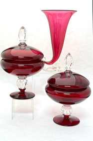3 Pairpoint Cranberry Glass Items
