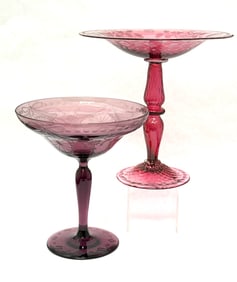 2 Pairpoint Etched Compotes