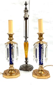 3 Pairpoint Glass Candle Lamps