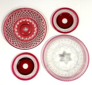 4 Pairpoint Cranberry Cut to Clear