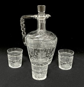 Cut Glass bottle and glasses