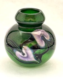 Jerry Heer Green Iridescent Vase