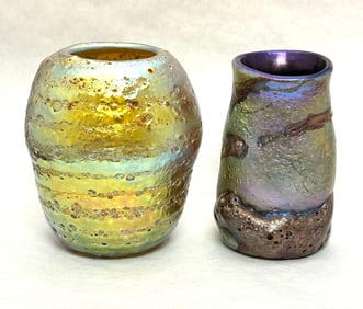 2 Contemporary Art Glass Vases