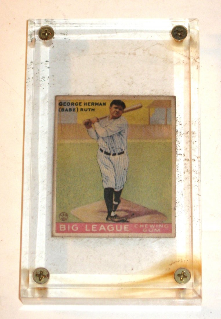 REPRODUCTION Babe Ruth card,: This is a reproduction of a 1933 Goudey card. Good for dealers who need to share, with clients, the difference between a reproduction and the real card