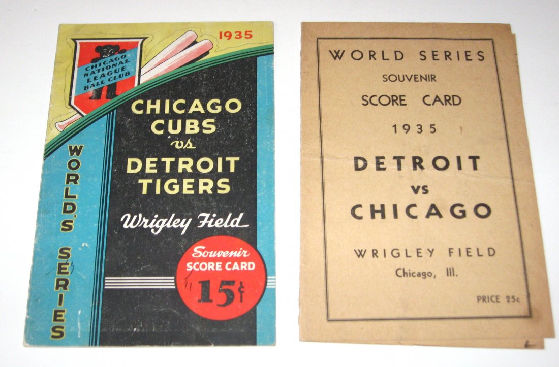1935 Chicago Cubs World Series program,: Program from Wrigley Field vs the Detroit Tigers, together with a 1935 score card.