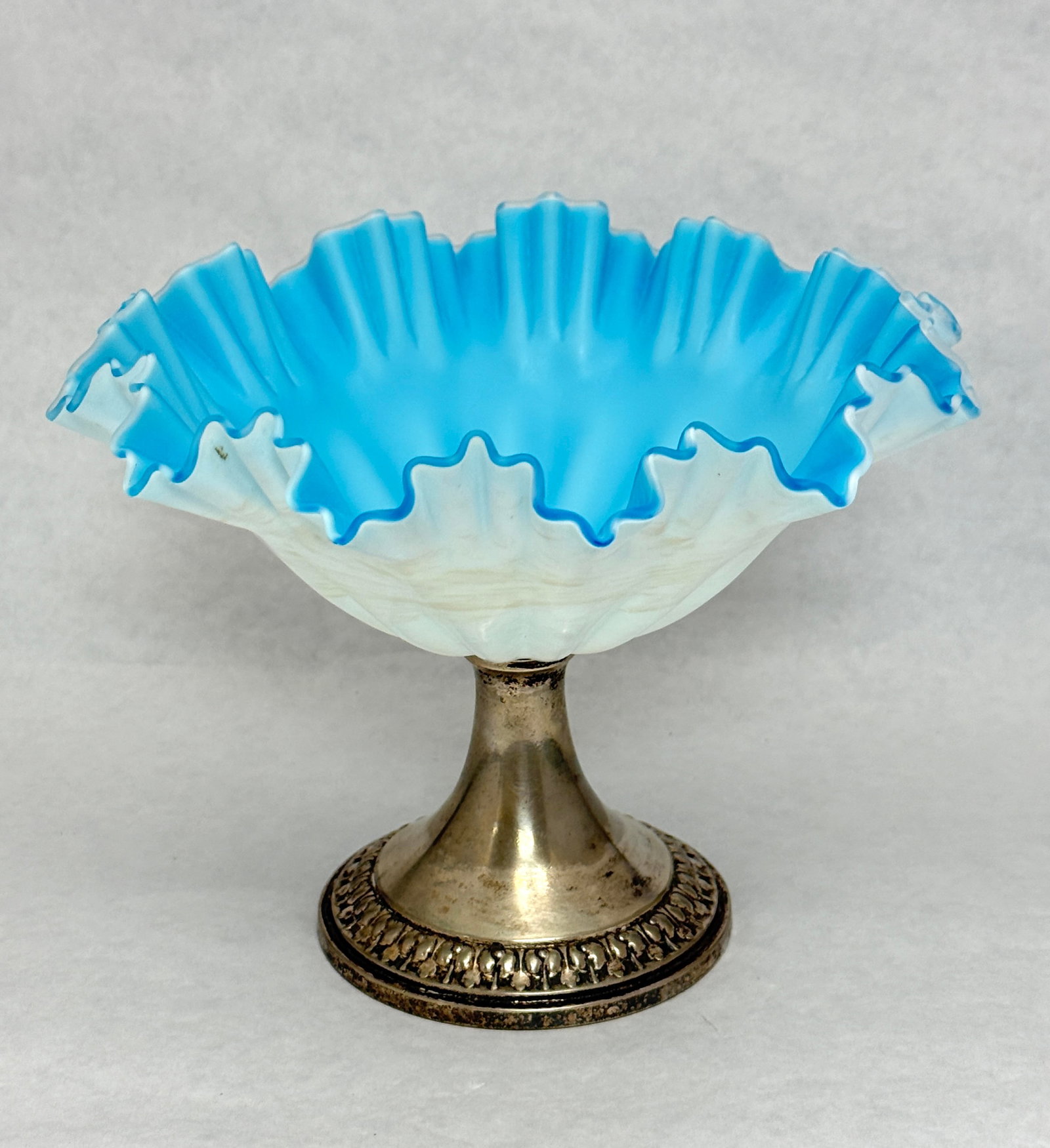 Blue Satin Glass Compote (1 of 1)