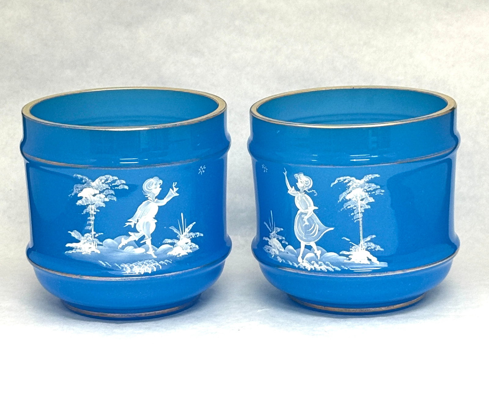 2 Blue Mary Gregory Cache Jars (1 of 1)