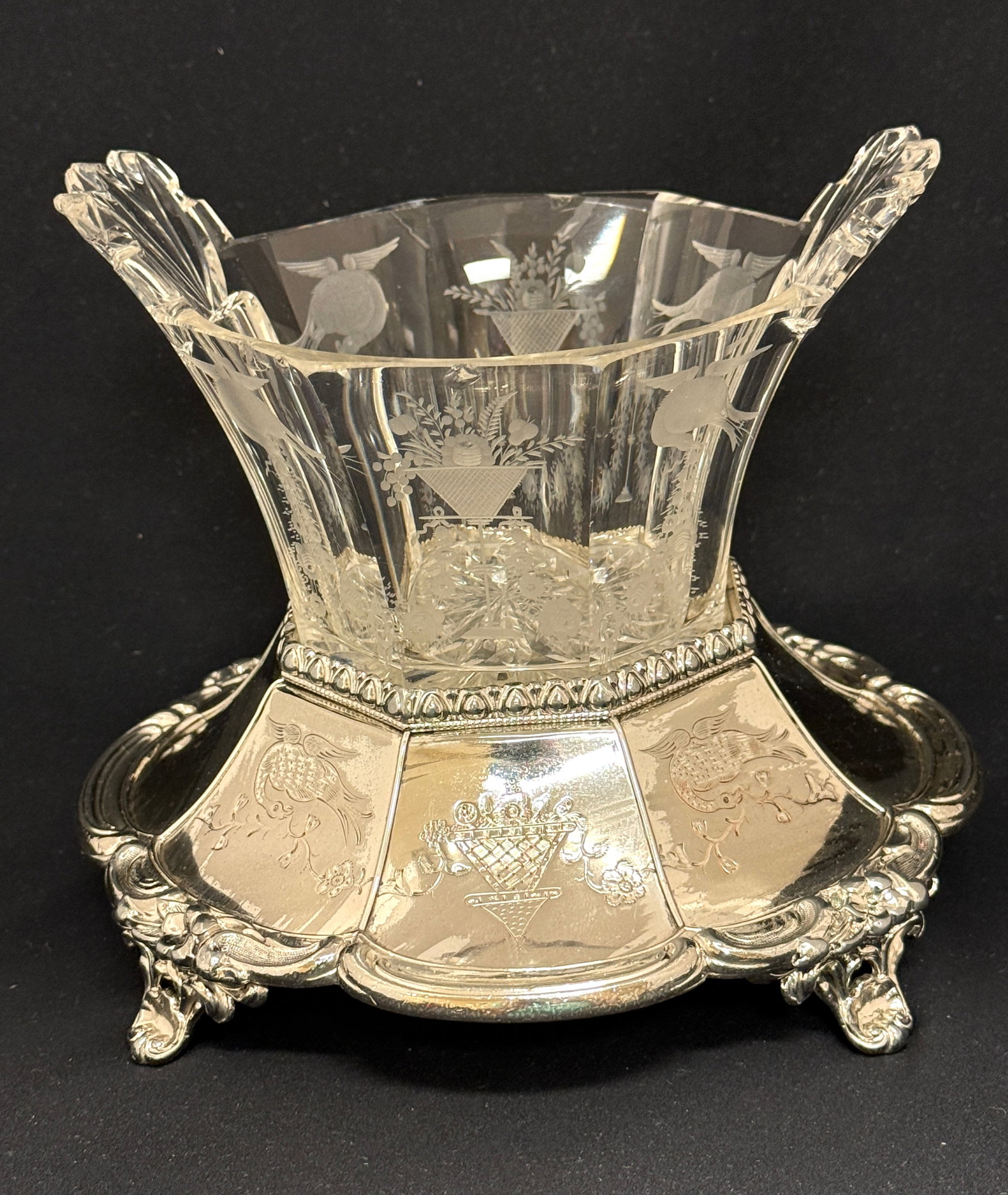 Glass & Silver Plate Serving Dish (1 of 4)