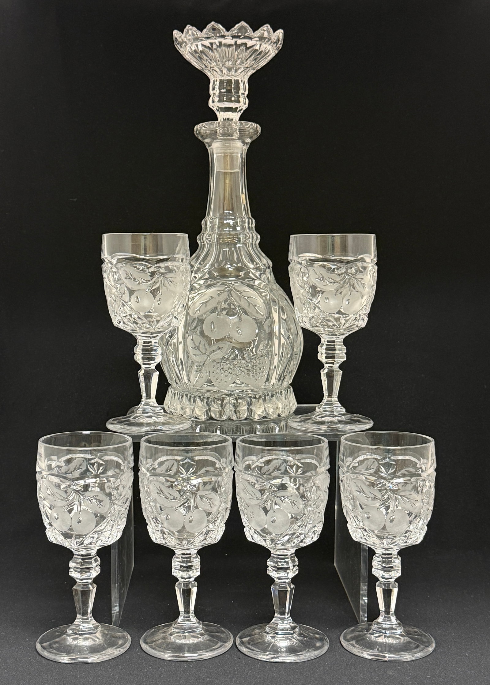 Cut and Etched Decanter Set (1 of 3)