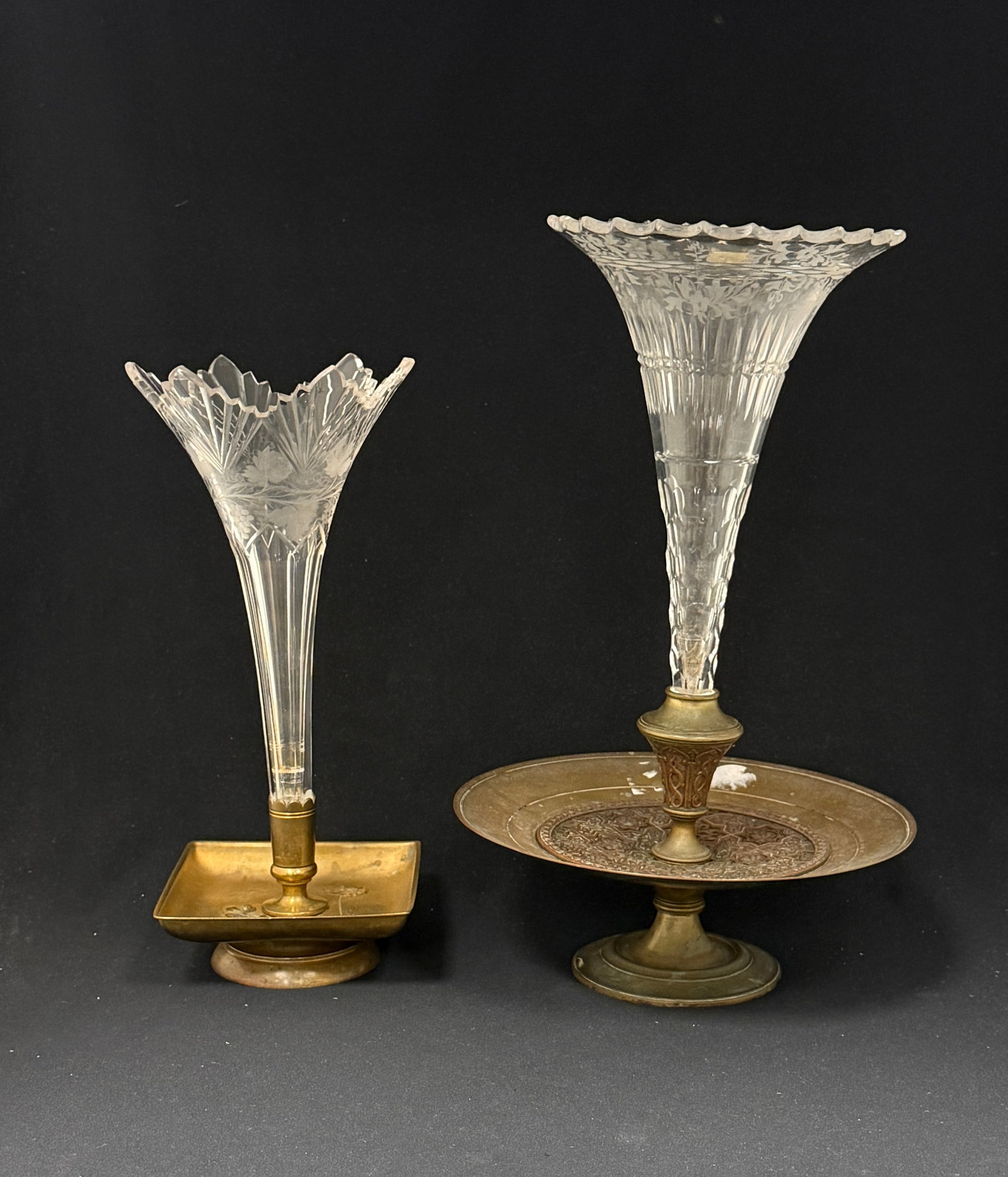 2 Metal and Glass Epergnes (1 of 3)