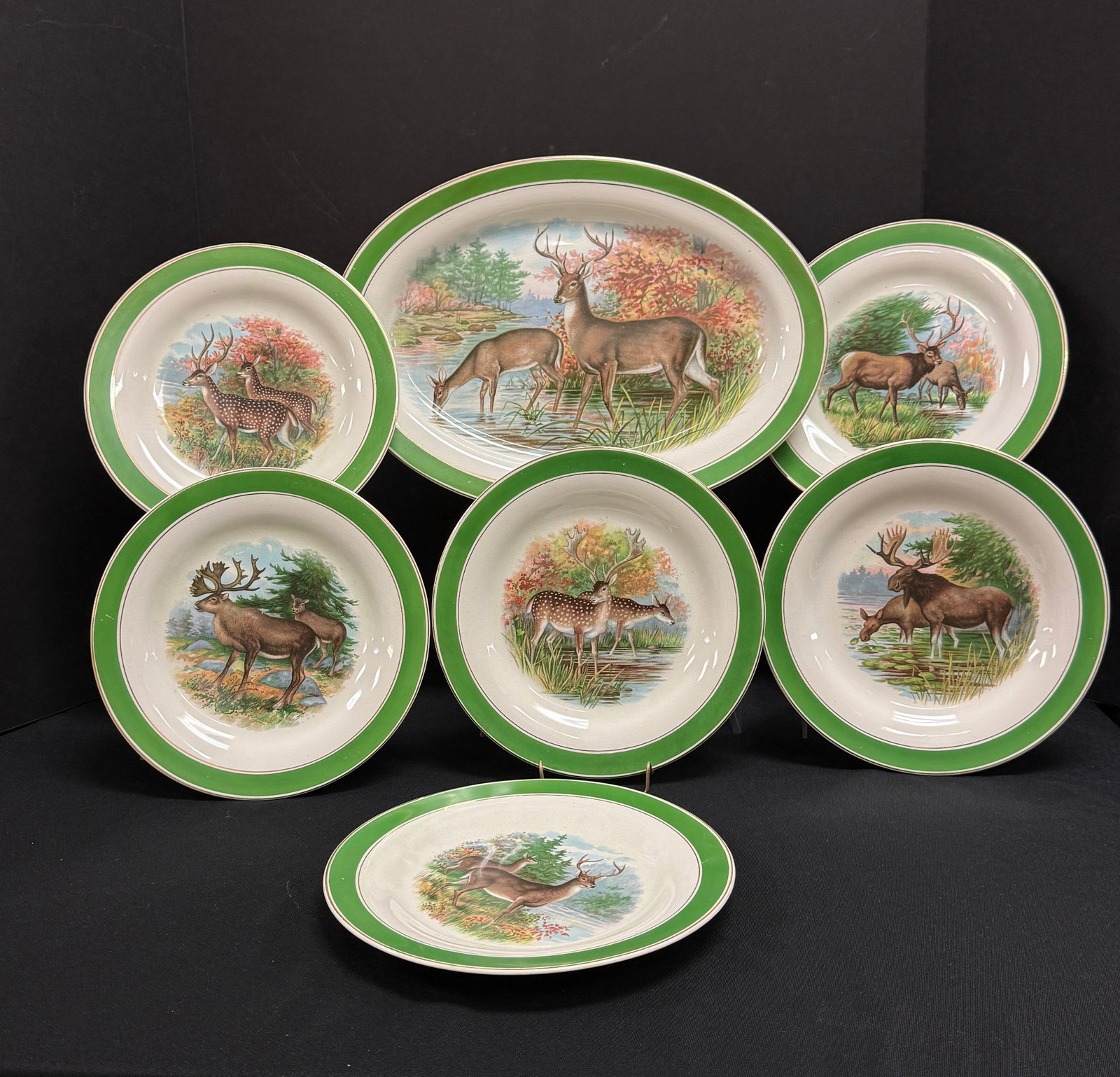 Buffalo Pottery Platter and 6 Plates (1 of 4)