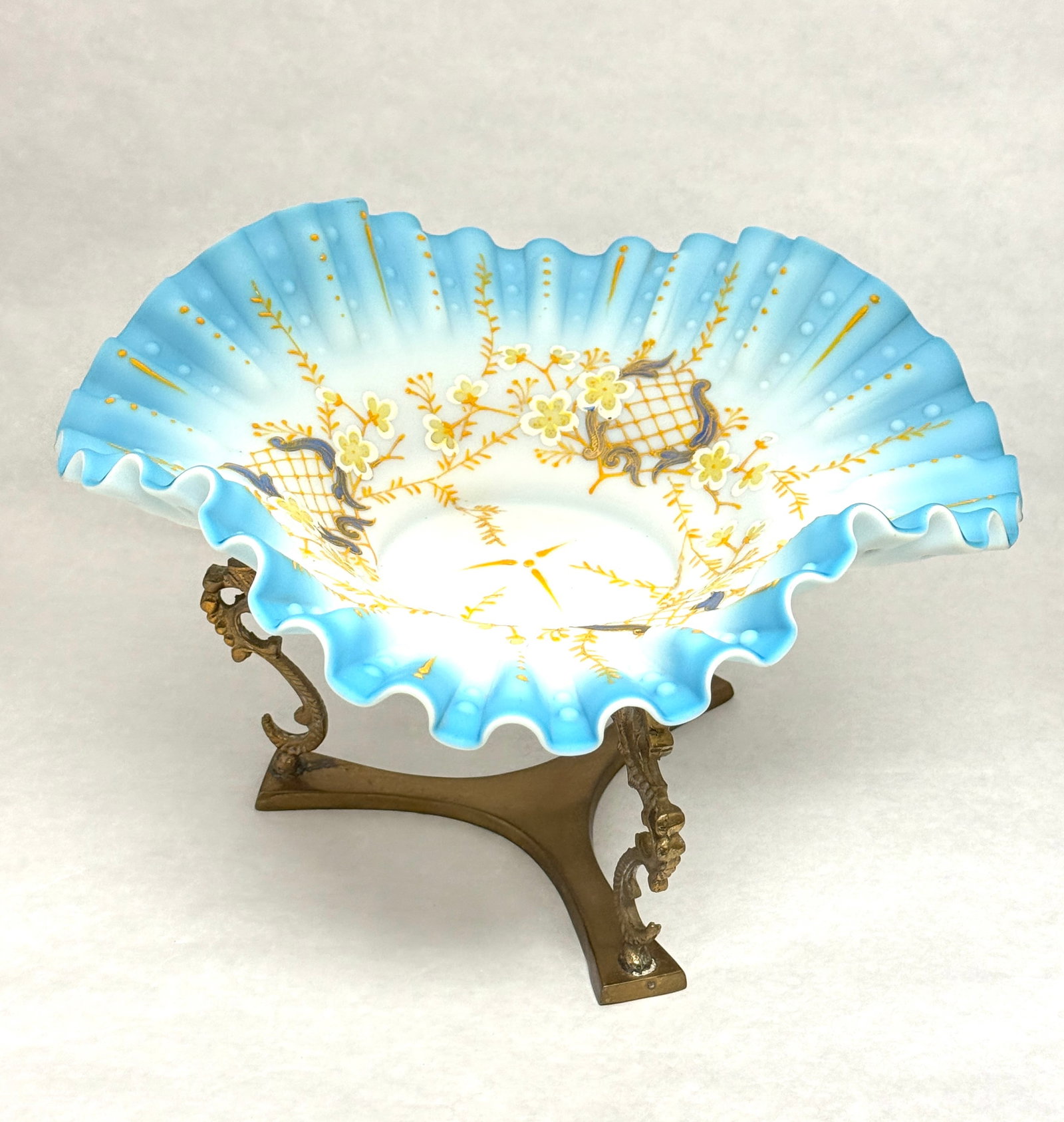 Blue Satin Glass Bride's Basket (1 of 2)