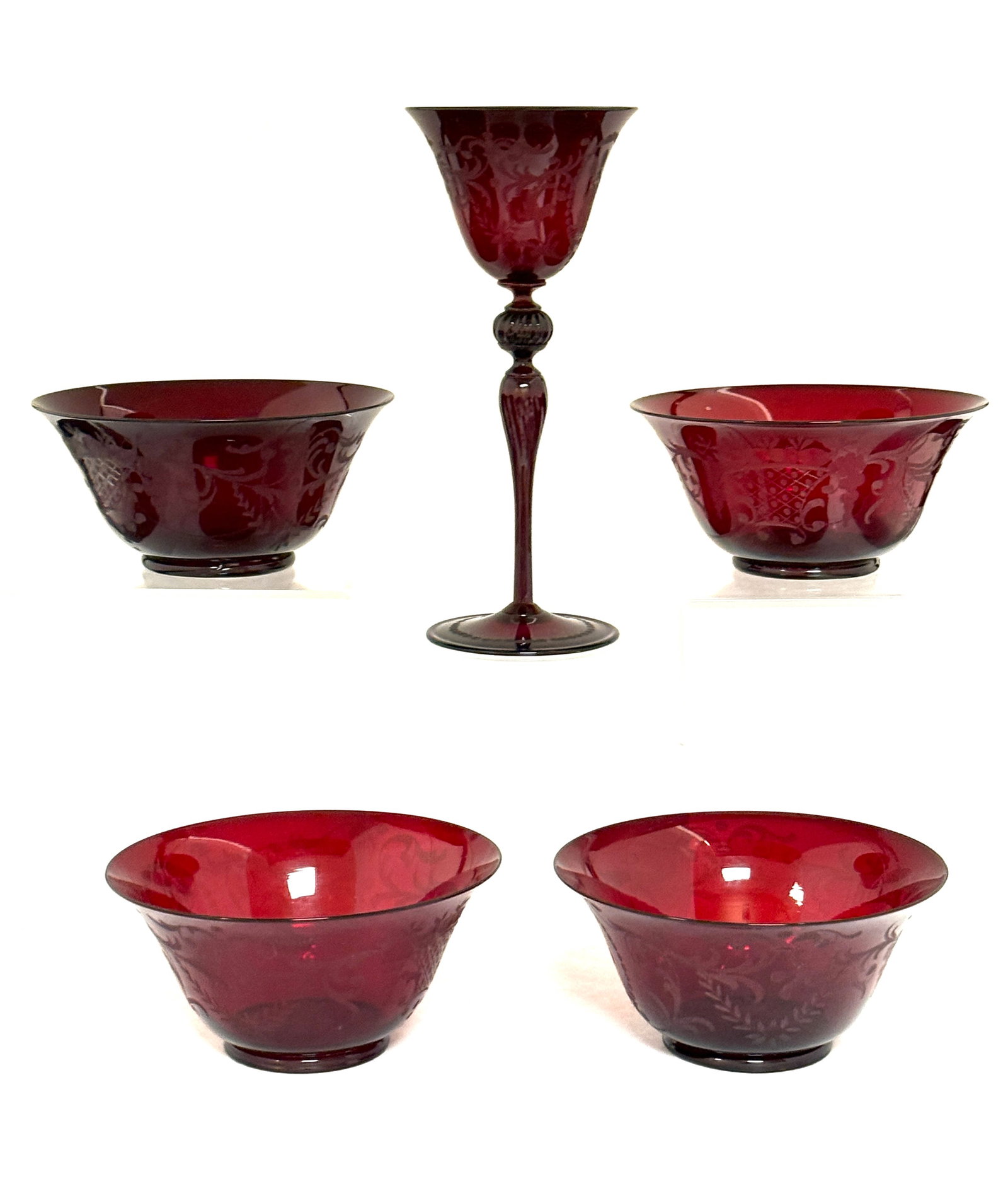 5 Ruby Etched Salviati Items (1 of 2)