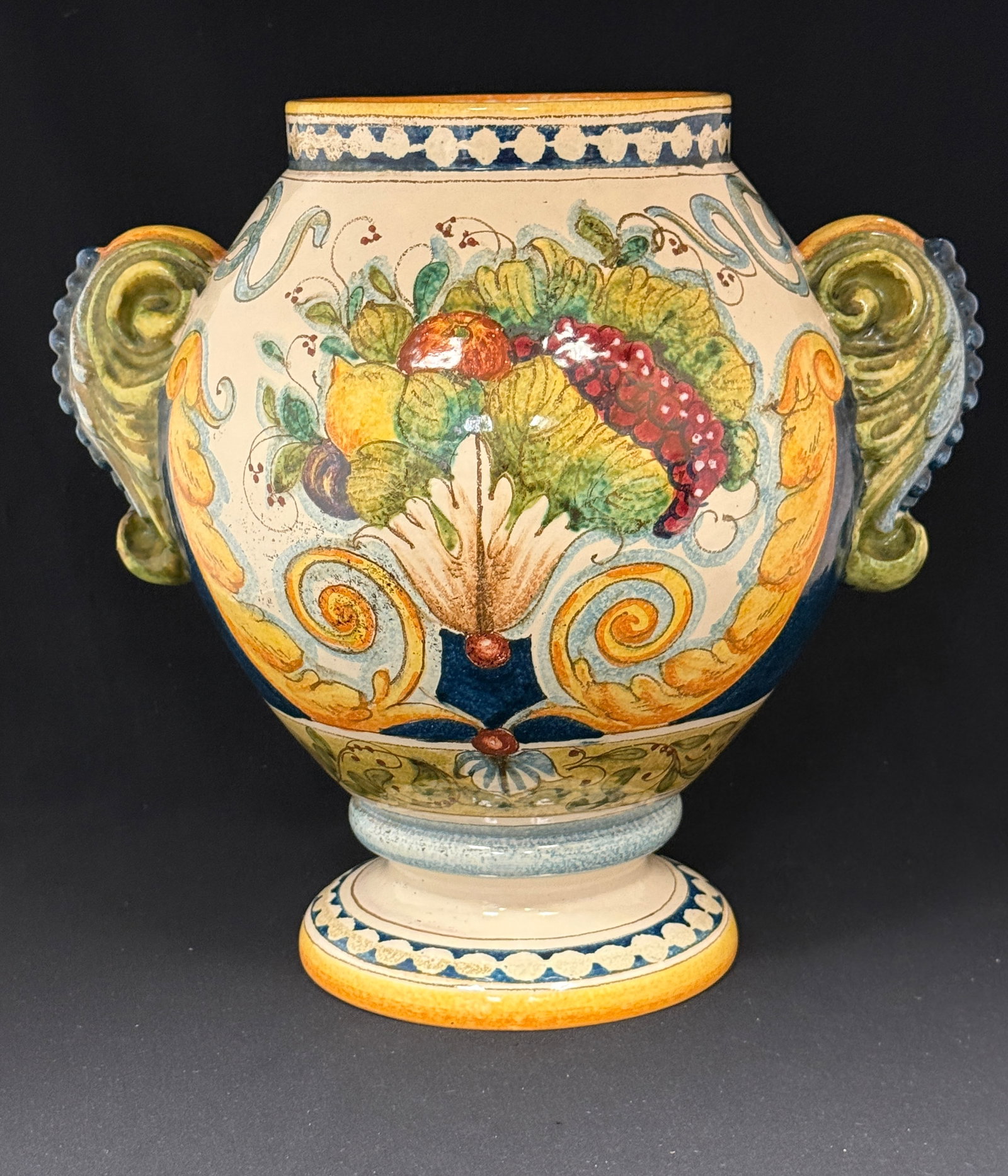 2 Handled Majolica Vase (1 of 4)