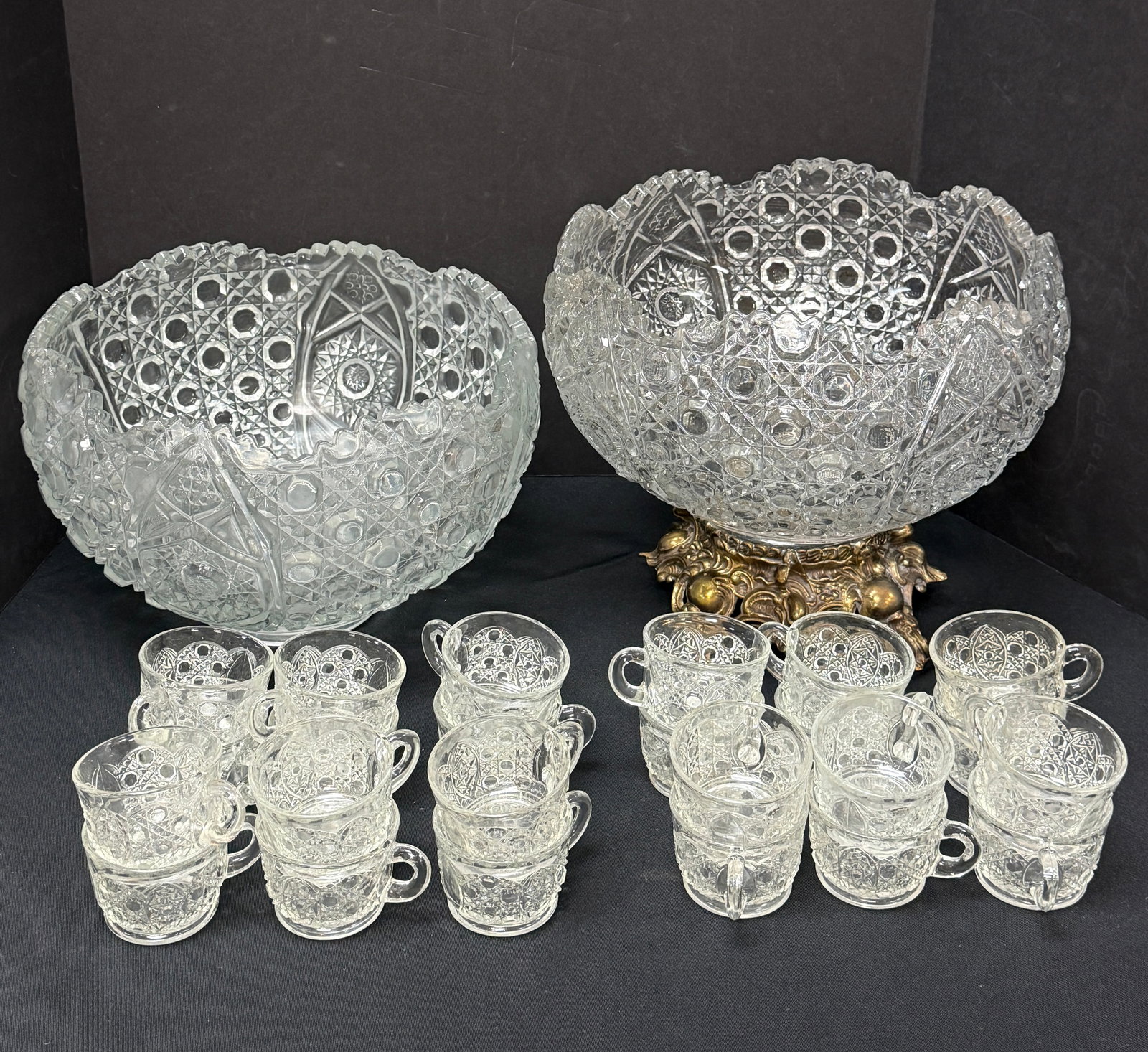 2 Pressed Glass Punch Bowls (1 of 3)