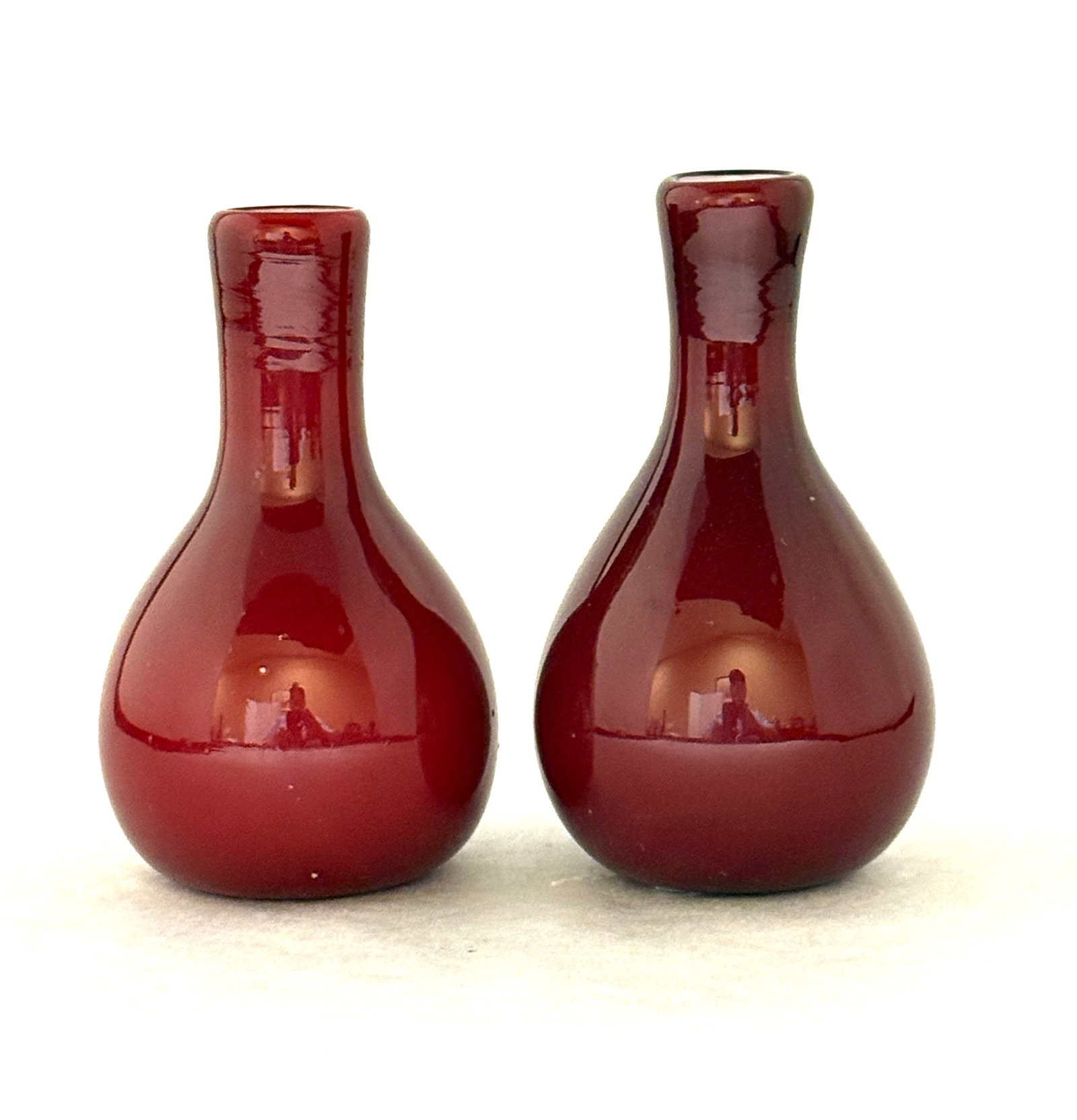 2 Ruby Satin Glass Vases, (1 of 3)